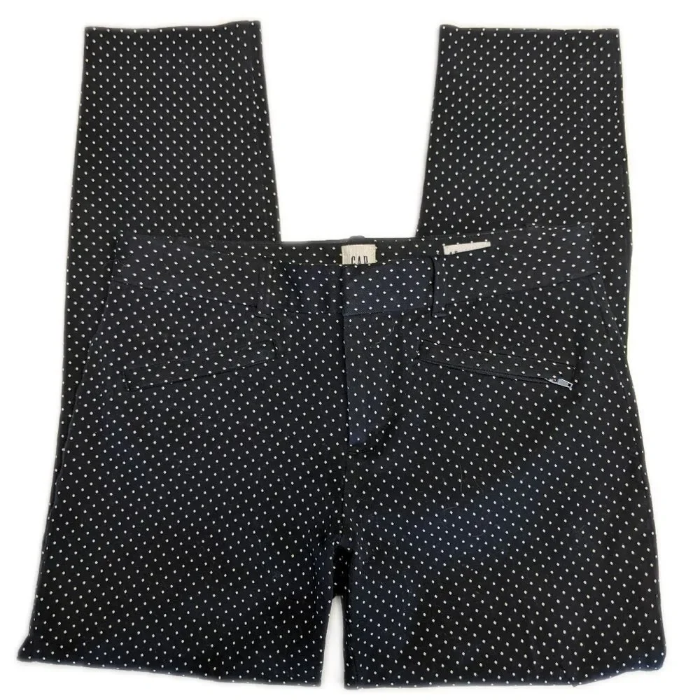 GAP diamond geo skinny ankle pants, black with white diamond pattern 4 R